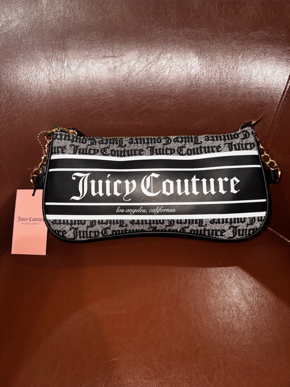 NWT Juicy Couture Fashionista Shoulder Bag Black Beige Y2K Purse